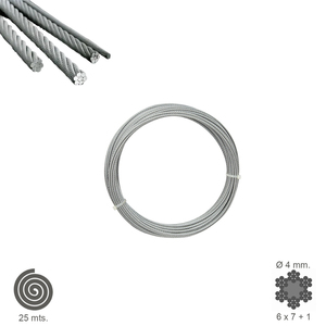Cavo zincato 4 mm. Rotolo da 25 metri (non adatto per il sollevamento) - Product Image 1