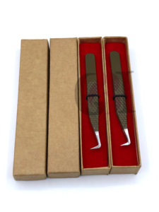 Venta al por mayor nuevo producto Mocha Color Powder Coating 90 grados Diamond Grip Punta de plata Pinzas de extensión de pestañas Instrumentos de belleza - Product Image 3