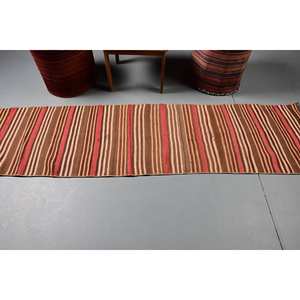 Alfombra turca Vintage marrón tradicional, área grande de 2x7,9 pies, diseño de retazos rectangular clásico, látex de lana para pasillo de dormitorio - Product Image 3