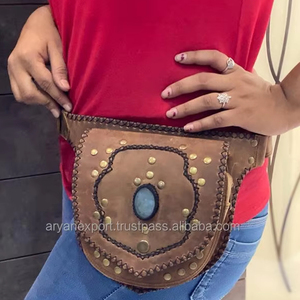 Handmade Vintage Genuine Leather Fanny Pack Waist Bag with Adjustable Strap Multi <b>Pocket</b> Women's Hip Bum Bag for Outdoors Travel - Product Image 2