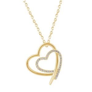 Colgante de Corazón de Oro y Diamantes, Joyería Elegante para Mujer - Product Image 1