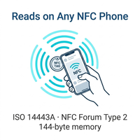 Etiqueta NFC NTAG213 de 13.56MHz ISO 14443A, Redonda de 15mm, Cuadrada de 50x50mm, Etiqueta NFC Húmeda y Seca para Embalaje Inteligente