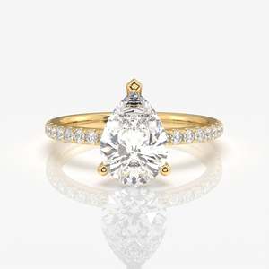 แหวนทอง 18K ประดับเพชรโมอิสซาไนต์ทรงหยดน้ำ ดีไซน์หรูหราและสง่างาม - Product Image 1