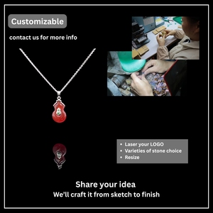 Colgante de Calabaza China Wu Lou (Buena Fortuna y Protección) de Plata de Moda con Piedra Natural de Ágata Roja y Tsavorita |   OEM - Product Image 3