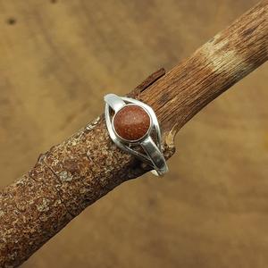 Premium 925 Sterling Silver Women's Diamond Stone Ring with Natural <b>Sandstone</b> Cabochon for Wedding or Gifts - Product Image 4