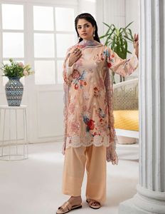 SSumaira Collection Designer Digital Lawn Outfit con bordado Chiffon Dupatta & Cambric Trouser - Product Image 5