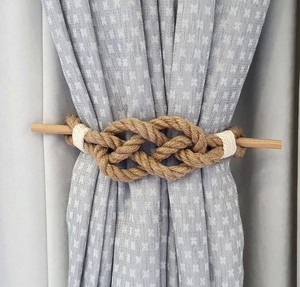 Jute Natural Rope..<b>Curtain</b> Tie Back..Nautical Decor..Carrick Bend Knot - Product Image 1