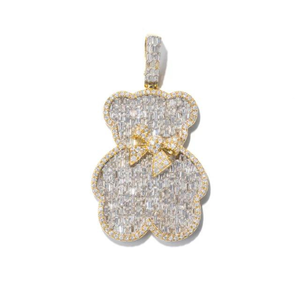 Baguette de joyería de Hip Hop de Plata de Ley 925 y colgante de diamante de moissanita de corte redondo en chapado en oro para regalo - Product Image 1