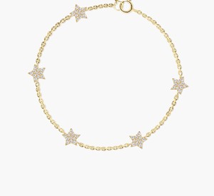 Pulsera Starry Diamond Star Stations con Diamantes Naturales de 0.31 Ct, Color G-H, Claridad VS-SI, Oro Sólido de 14K, Joyería Celestial - Product Image 2
