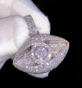 Montre à œil en cristal véritable pour homme, collier avec pendentif religieux glacé, alliage, hip hop, cadeau de fiançailles, cadeau d'anniversaire - Product Image 1