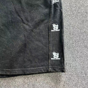 Acid Wash Hommes Jogging Shorts Impression Personnalisée Français Terry Streetwear Coton Vintage Sweat Shorts - Product Image 4