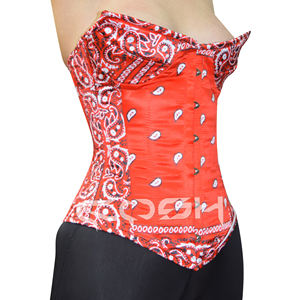 Corsé con estampado paisley y varillas de acero sobre el busto - Product Image 4