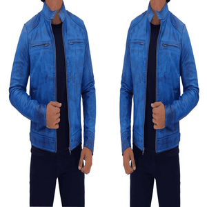Meilleures ventes, veste en cuir de vache pour homme, col montant fin, impression de logo personnalisé, logo sur le devant, service OEM écologique - Product Image 6