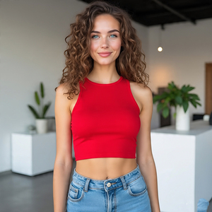 เสื้อกล้ามครอปสำหรับผู้หญิงเสื้อกล้ามออกกำลังกายแห้งเร็วรัดรูปเสื้อครอปสำหรับผู้หญิงเสื้อครอปฟิตสีพื้นเล่นโยคะฟิตเนส - Product Image 3