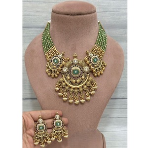 Conjunto de collar tradicional de Kundan Polki Rajwadi fino chapado en oro de la mejor calidad, colección de ropa de fiesta de boda india para mujer - Product Image 1