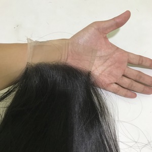 Extension de cheveux humains vierges à Double dessin, cuticules alignées, noir, naturel, lisse, taille 4x4, Swiss HD, fermeture en dentelle, cheveux indiens crus - Product Image 3