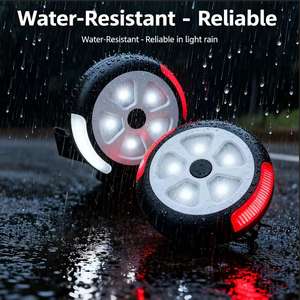 Lampe de sécurité LED multifonction légère à piles, indice de protection IP44, 30 lumens, 3 piles AAA 1,5 V incluses, à clipser sur vélo - Lot de 2 - Product Image 2