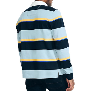 Polo de algodón 100% transpirable de ajuste clásico para hombre, camiseta Polo de solapa de manga larga con costuras de tendencia Multicolor de verano - Product Image 2