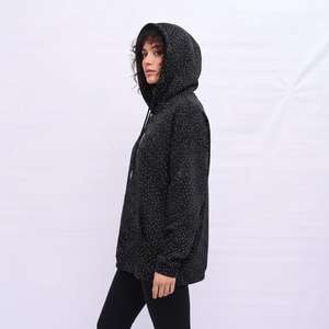 Sudadera con Capucha Personalizada con Pedrería, Sudadera Holgada y Gruesa para Mujer, Sudadera Informal de Manga Larga con Cordón y Cremallera - Product Image 2