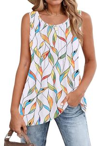 เสื้อแขนกุดโบฮีเมียนแบบลำลองสำหรับผู้หญิง, เสื้อ2025แขนกุดปล่อยชายจีบคอกลมทรงหลวมสีพื้นใส่ฤดูร้อน - Product Image 5