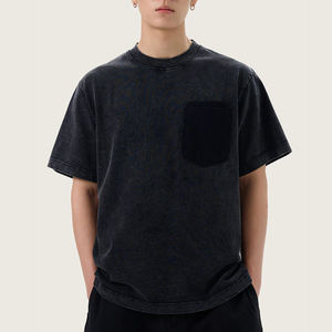 Ropa de calle personalizada de alta calidad para hombre, camiseta de lavado ácido de algodón 100% pesado, tela de lona con patrón de correr 3D bordado - Product Image 2