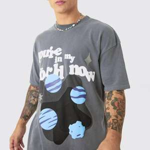 Camiseta de gran tamaño con estampado 3D de alta calidad para hombre, logotipo personalizado, 100% algodón, hombro caído, patrón sólido, 220 gramos - Product Image 4