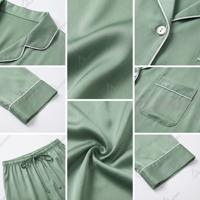 Ensemble de Nuisette en Satin Vert Sauge Sexy pour Femme – Doux, Respirant, Thermique, Taille Élastique, Col en V, Manches Courtes – Tenue d'Intérieur Élégante pour l'Été