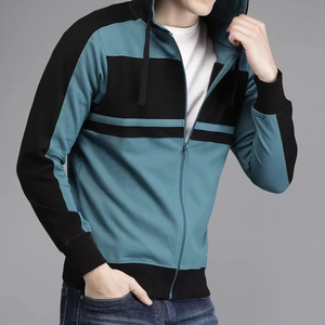 Top qualité Logo personnalisé hommes sweats à capuche hommes décontracté pleine fermeture éclair couleur unie respirant et confortable basique coton mélangé - Product Image 3