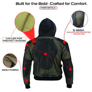 OEM ODM pour sweat à capuche de moto doublé de Kevlar, 100% coton, hiver, niveau 2 CE, fermeture éclair de protection, col à capuche, motif uni, numérique - Product Image 2