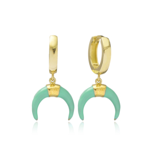 Orecchini Pendenti THEIA con Design a <span class=keywords><strong>Corno</strong></span> e Zirconi, Gioielleria Turca Artigianale, Gioielli in Argento Sterling 925 all'Ingrosso - Product Image 1