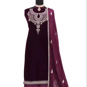 Nặng Thêu Bộ Sưu Tập Mới Nhung Thêu Salwar Kameez Phù Hợp Với Và Dupatta Ấn Độ Xuất Khẩu Và Nhà Cung Cấp