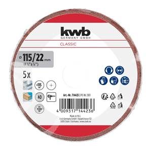 Juego de discos de lijado Kwb de 5 piezas, 115 mm, grano P40, CUT FIX 714423 - Product Image 2