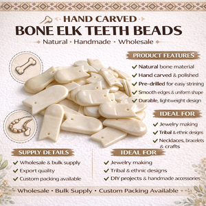 Cuentas de Dientes de Alce Naturales, Blancas, Talladas a Mano, para Joyería Tribal, Suministros para Hacer Collares, Pulseras y Colgantes - Product Image 6