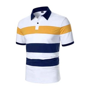 Camisetas de Golf de manga corta para hombre de alta calidad, camisetas transpirables de algodón de verano de talla grande con botones de Color en contraste para hombre - Product Image 1
