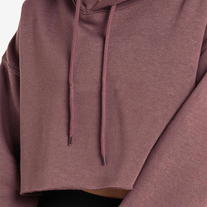 Hoodie court à capuche surdimensionné de haute qualité à prix raisonnable, personnalisé, style streetwear hip-hop d'hiver pour femmes avec logo frontal - Product Image 3