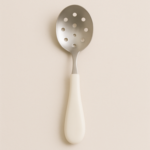 Cuillère à fente en acier inoxydable élégante de qualité supérieure Manche en bois ergonomique élégant Ustensile fonctionnel pour les occasions de fête de préparation des aliments - Product Image 6