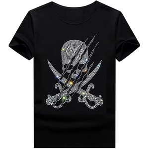 เสื้อยืดผู้ชายปักเพชร ไซส์ใหญ่ ผ้าฝ้าย 100% ทรงหลวม แห้งเร็ว คุณภาพดีที่สุด - Product Image 1