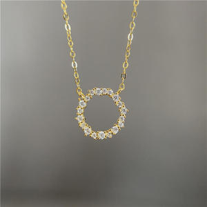 Collar con Colgante de Círculo Hueco de Plata de Ley 925 con Moissanita, Estilo Coreano, para Mujer, Novia, Moda, Joyería Fina, Regalos, Multicolor - Product Image 4