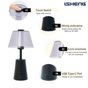 Moderne, einfache, wiederaufladbare LED-Schreibtischlampe mit Touch-Steuerung, dimmbar, transparenter Kunststoff-Lampenschirm, Tischlampen, Innenbeleuchtung - Product Image 2