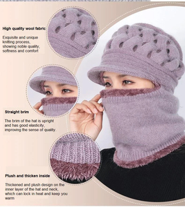 Coral Fleece Winter Hat Beanies <b>Women's</b> Hat <b>Scarf</b> Warm Breathable Knitted Hat <b>for</b> <b>Women</b> Double Layers Protection Caps - Product Image 3