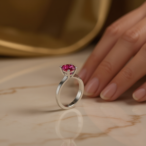 Anello di Fidanzamento Classico da Donna in Argento Sterling 925 con Moissanite Taglio Pera da 0,26ct e Montatura a Castone - Product Image 3