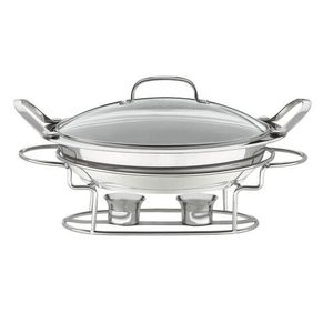 Elegant Modern Stainless Steel Chafing Dish With Hammered Design and Silver Finished for Upscale Dining Events - Product Image 2