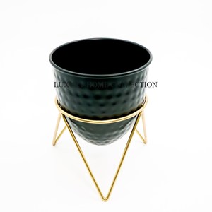 Elegante maceta de metal contemporánea con detalles tallados a mano de primera calidad para elegantes decoraciones de plantas para interiores y exteriores - Product Image 2