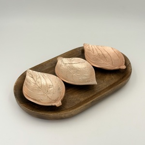 Plato de Frutos Secos de Lujo con Diseño de Hojas, Bañado en Cobre, con Bandeja de Madera, Estilo Vintage Victoriano, con Patrón de Hojas Ornamentales Perforadas - Product Image 6