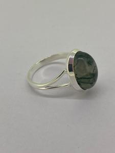 Women's 925 Sterling Silver <b>Ring</b> Fine Jewelry with Oval Natural Green <b>Moss</b> <b>Agate</b> Gemstone for Wedding or Valentine's Day Gift - Product Image 4