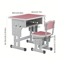 Bureau et chaise réglables en hauteur pour jeunes, table d'étude ergonomique en métal avec tiroir utilitaire, mobilier scolaire à poser au sol