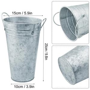 Seau à fleurs en métal galvanisé en gros avec poignées - Vases rustiques de style français Jardinières Décoration de ferme Centre de table Pots - Product Image 2