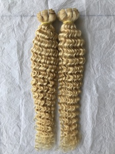 Indian Remy Virgin 613 Deep Curly Machine Weft Long Length Soft Blonde Cambodian Human Raw Brazilian Ventas al por mayor Bundle's Hair's - Product Image 4