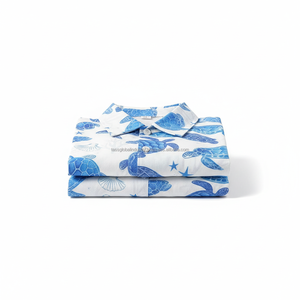 Ensemble personnalisé OEM pour homme avec imprimé tortue - Chemise à manches courtes et short bleu Marine, tenue d'été 2 pièces - Product Image 6