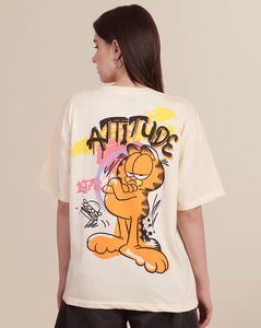 Camiseta de algodón de gran tamaño para mujer, estampado de leopardo, corte holgado, hombros caídos, logotipo personalizado, tejido ecológico, características comprimidas - Product Image 2